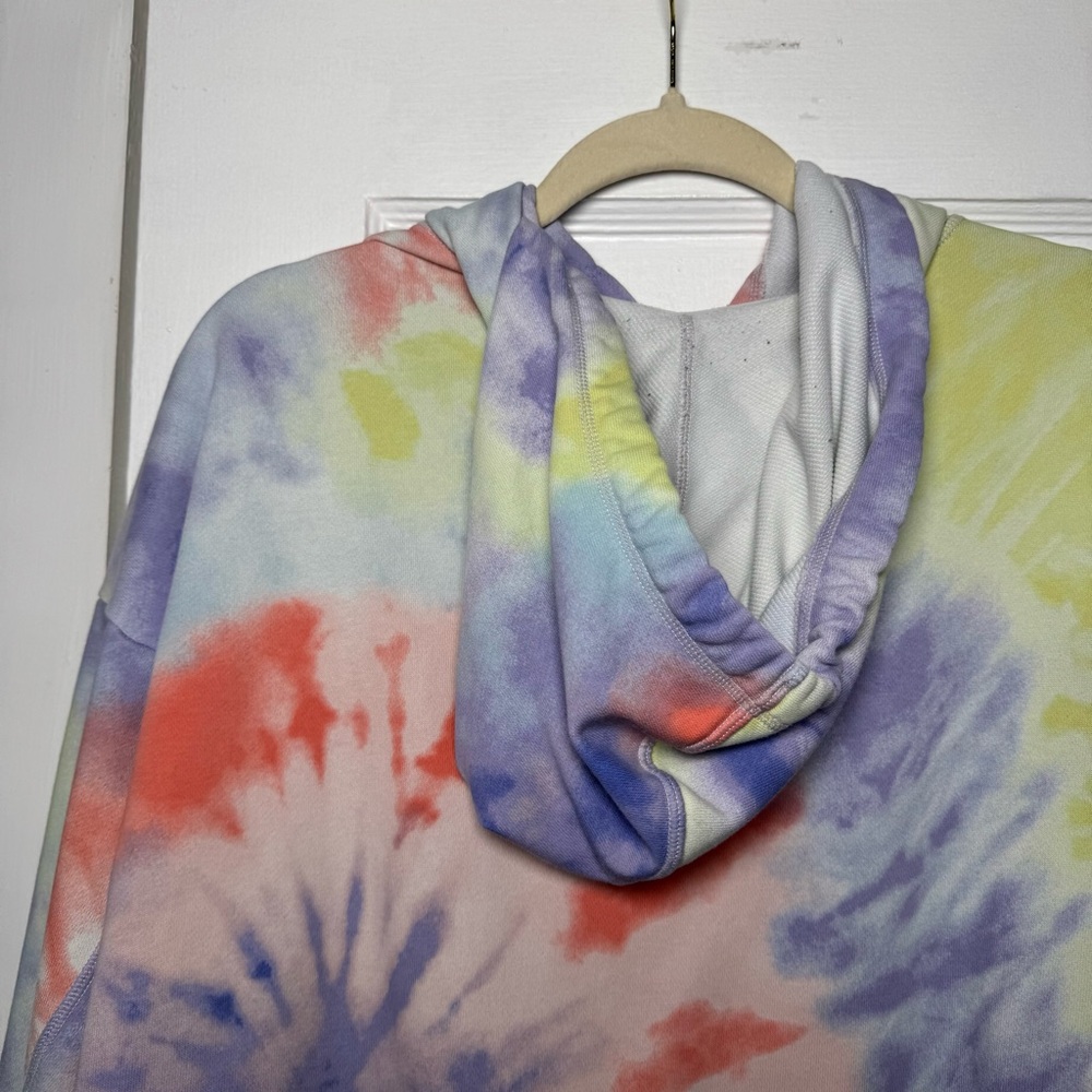 Nike Women’s Pastel Tie-Dye Hoodie Multicolor Boxy Cropped Large - Picture 8 of 11